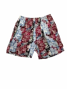 Vintage Weekends Beachwear Swim Trunks 90s Retro Abstract Print Lined Shorts